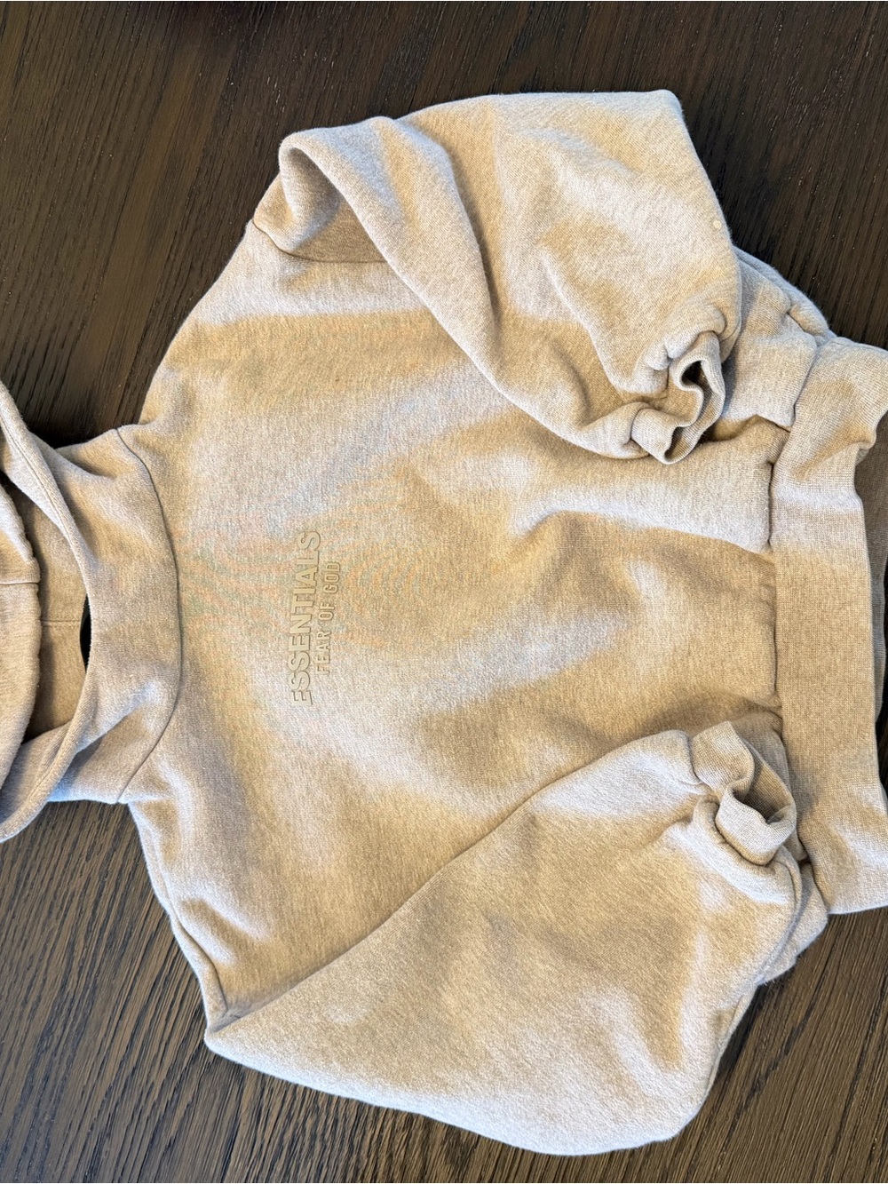 Essentials Cropped Hoodie in Beige Taupe